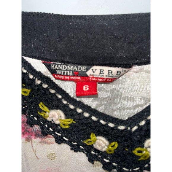 VERB BY PALLAVI SINGHEE Maida Tiered Neutral Dress Floral Crochet Size 6 - Picture 3 of 9